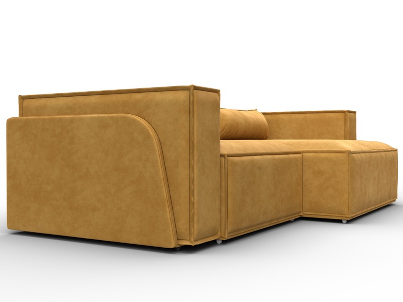 Диван угловой Лига-061 угол правый, Велюр, BRUT 10 желтый