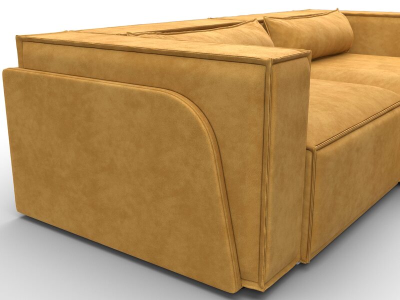 Диван угловой Лига-061 угол правый, Велюр, BRUT 10 желтый