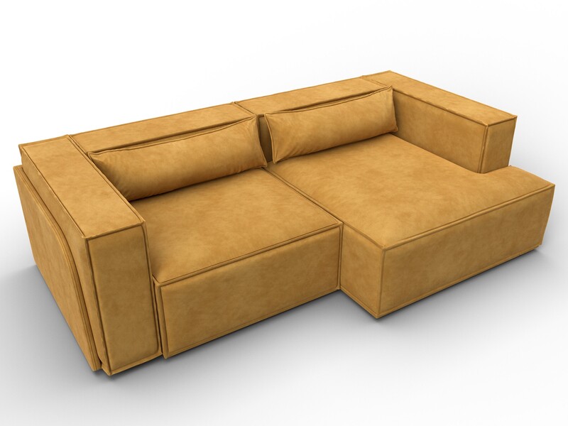 Диван угловой Лига-061 угол правый, Велюр, BRUT 10 желтый