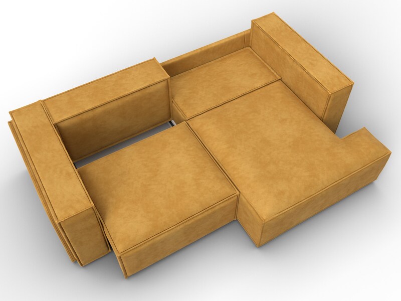 Диван угловой Лига-061 угол правый, Велюр, BRUT 10 желтый