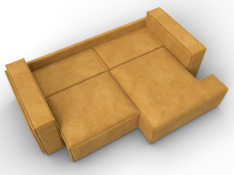 Диван угловой Лига-061 угол правый, Велюр, BRUT 10 желтый