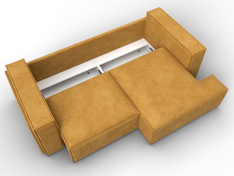 Диван угловой Лига-061 угол правый, Велюр, BRUT 10 желтый