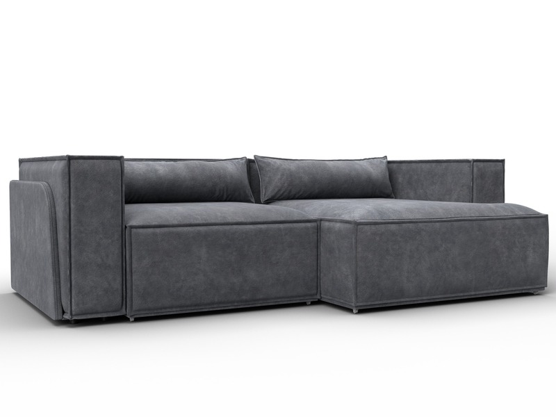 Диван угловой Лига-061 угол правый, Велюр, BRUT 16 темно-серый