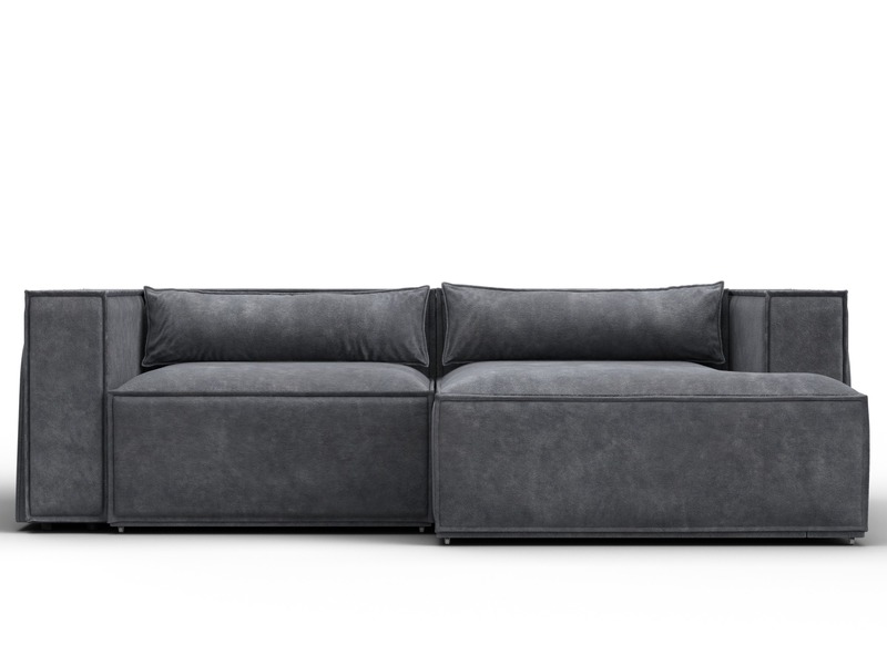 Диван угловой Лига-061 угол правый, Велюр, BRUT 16 темно-серый