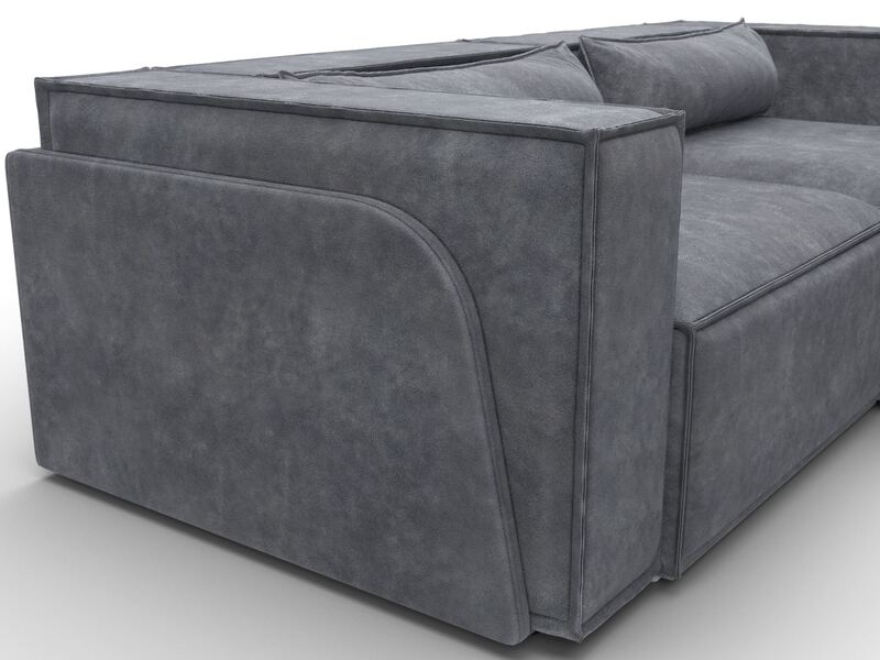 Диван угловой Лига-061 угол правый, Велюр, BRUT 16 темно-серый