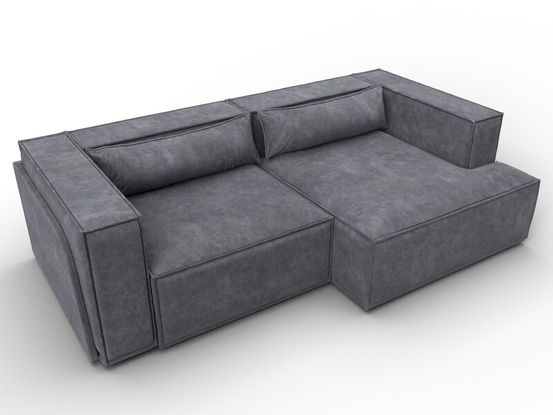 Диван угловой Лига-061 угол правый, Велюр, BRUT 16 темно-серый