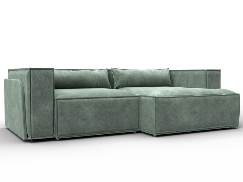 Диван угловой Лига-061 угол правый, Велюр, BRUT 08 зеленый