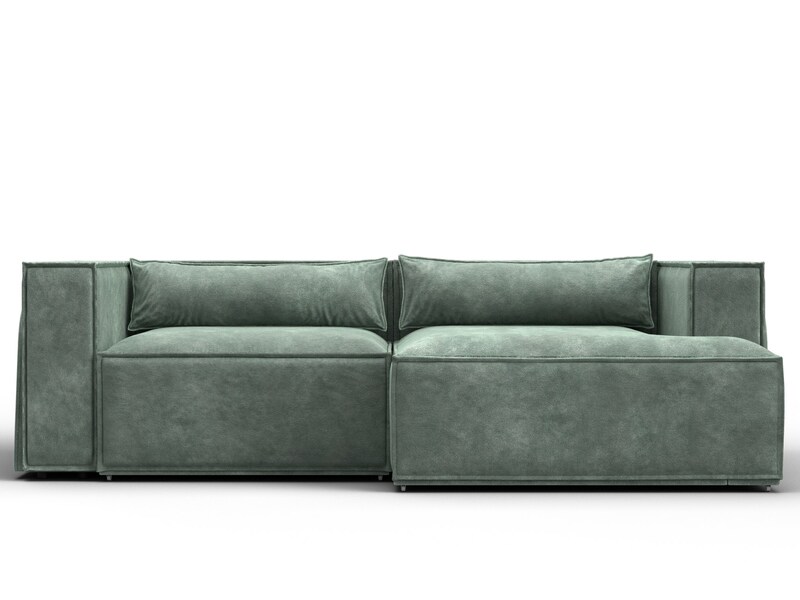 Диван угловой Лига-061 угол правый, Велюр, BRUT 08 зеленый