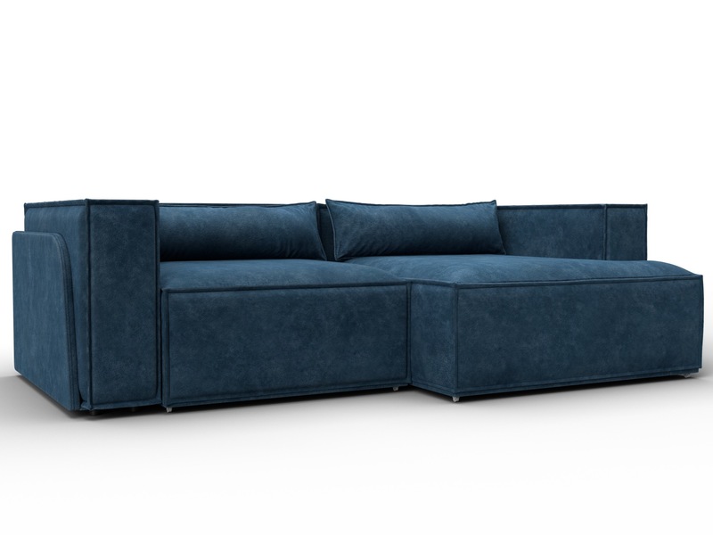 Диван угловой Лига-061 угол правый, Велюр, BRUT 11 синий
