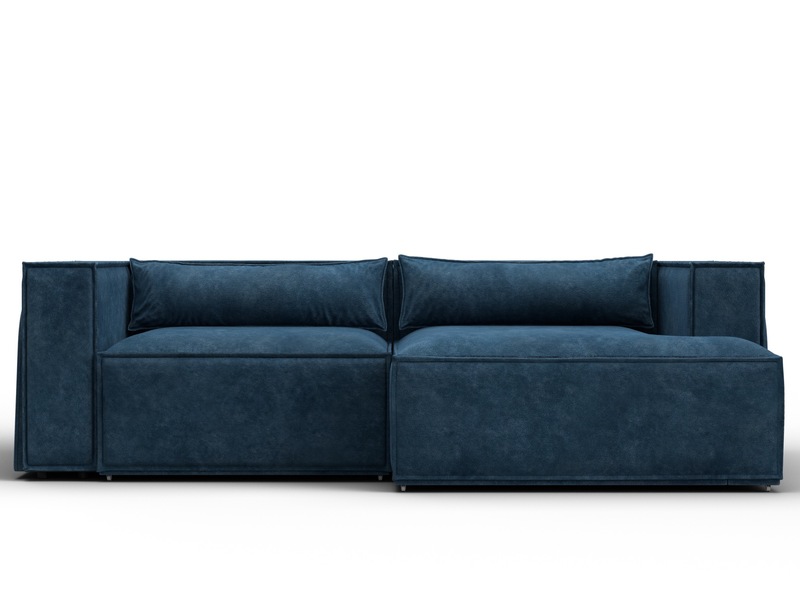 Диван угловой Лига-061 угол правый, Велюр, BRUT 11 синий