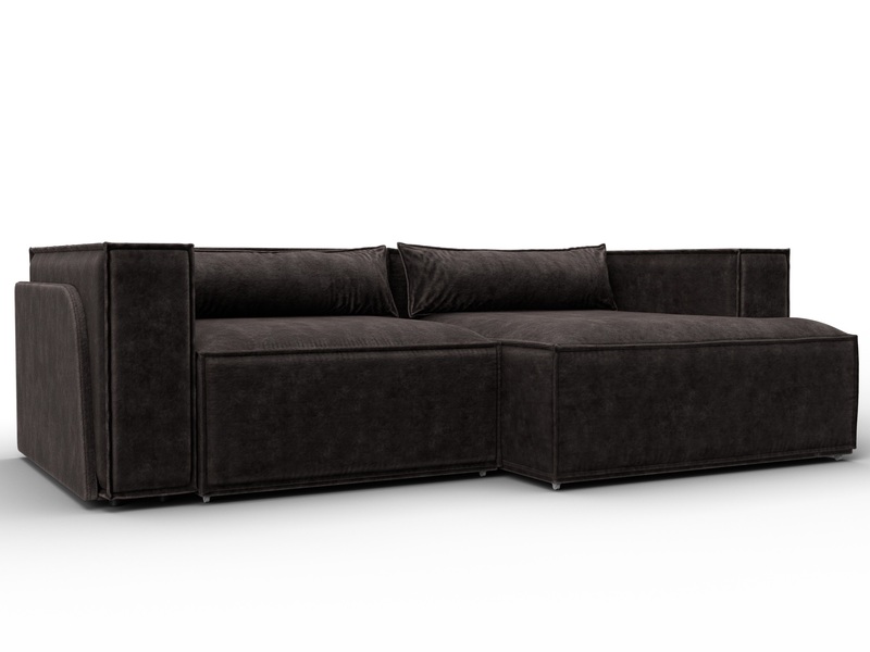 Диван угловой Лига-061 угол правый, Велюр, BRUT 17 коричневый