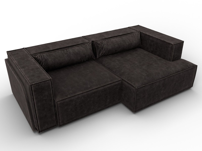 Диван угловой Лига-061 угол правый, Велюр, BRUT 17 коричневый