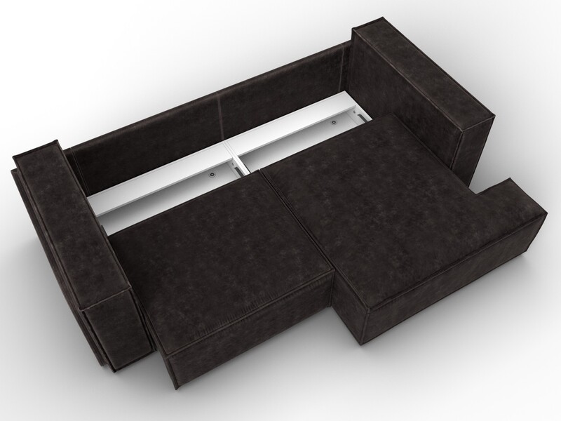 Диван угловой Лига-061 угол правый, Велюр, BRUT 17 коричневый