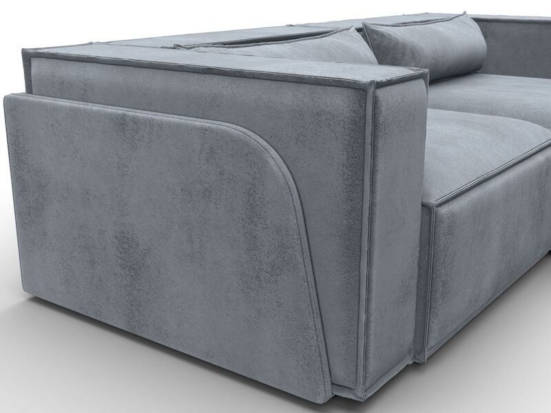 Диван угловой Лига-061 угол правый, Велюр, TOWER 10 серый