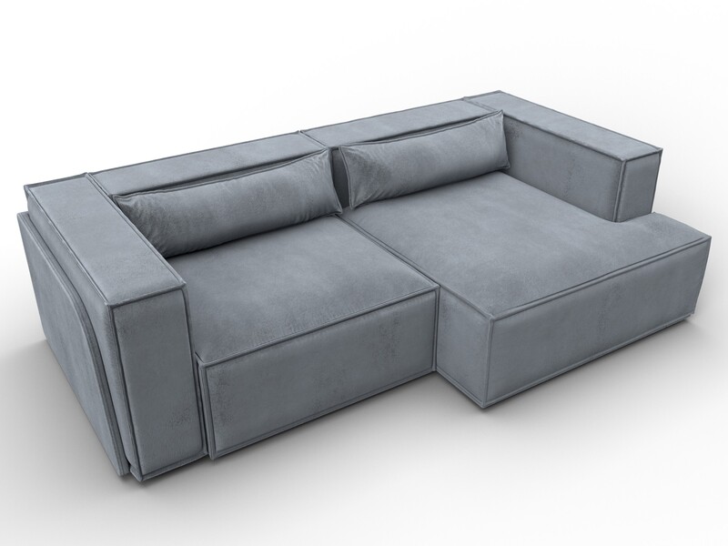 Диван угловой Лига-061 угол правый, Велюр, TOWER 10 серый