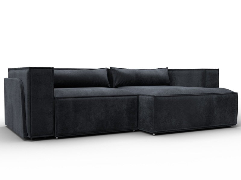 Диван угловой Лига-061 угол правый, Велюр, TOWER 11 темно-серый