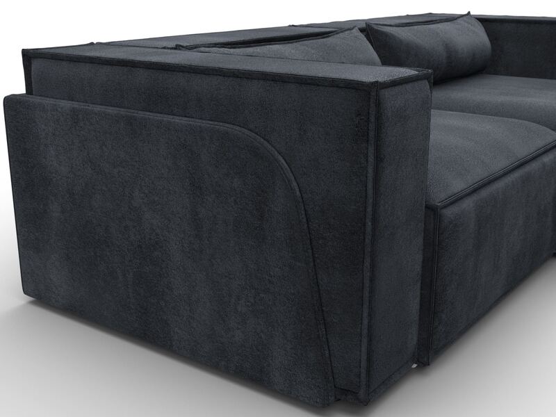 Диван угловой Лига-061 угол правый, Велюр, TOWER 11 темно-серый