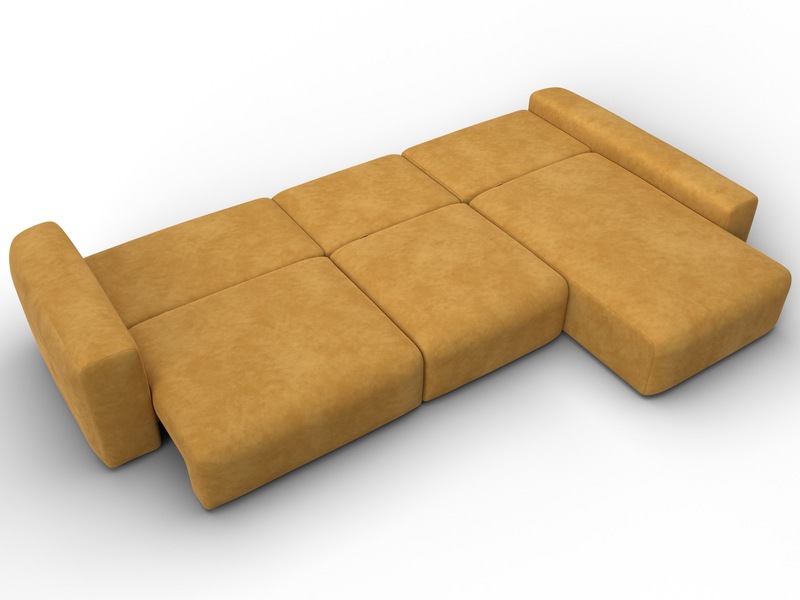 Диван угловой Лига-066 НПБ Лонг угол правый, Велюр, BRUT 10 желтый