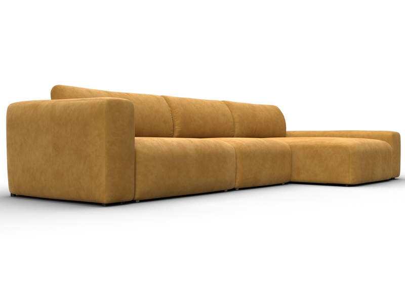 Диван угловой Лига-066 НПБ Лонг угол правый, Велюр, BRUT 10 желтый