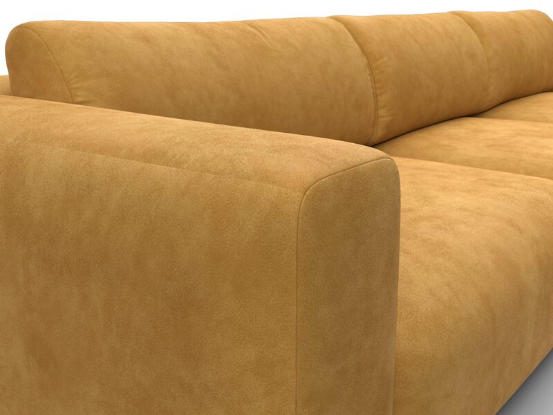 Диван угловой Лига-066 НПБ Лонг угол правый, Велюр, BRUT 10 желтый