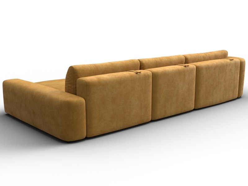 Диван угловой Лига-066 НПБ Лонг угол правый, Велюр, BRUT 10 желтый