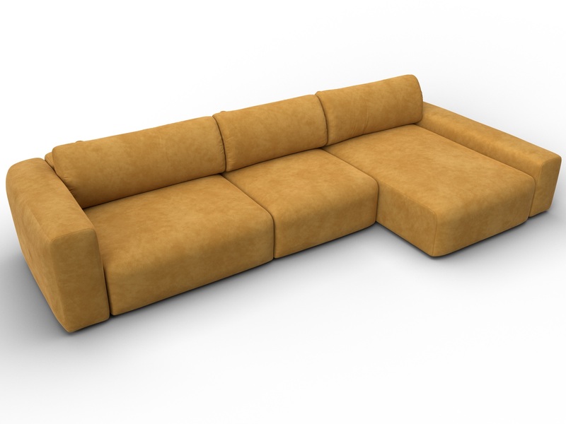 Диван угловой Лига-066 НПБ Лонг угол правый, Велюр, BRUT 10 желтый