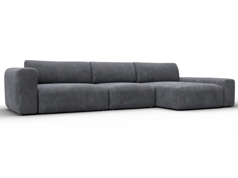 Диван угловой Лига-066 НПБ Лонг угол правый, Велюр, BRUT 16 темно-серый