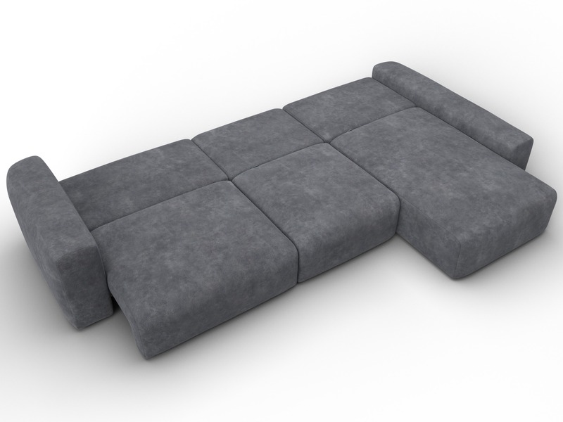 Диван угловой Лига-066 НПБ Лонг угол правый, Велюр, BRUT 16 темно-серый