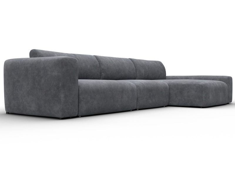 Диван угловой Лига-066 НПБ Лонг угол правый, Велюр, BRUT 16 темно-серый