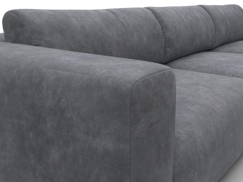 Диван угловой Лига-066 НПБ Лонг угол правый, Велюр, BRUT 16 темно-серый