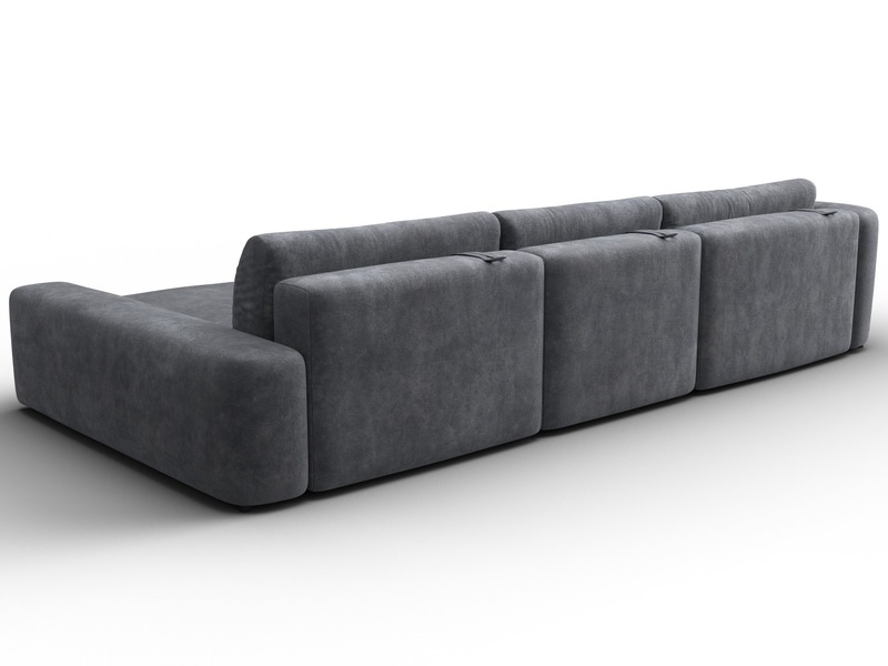 Диван угловой Лига-066 НПБ Лонг угол правый, Велюр, BRUT 16 темно-серый