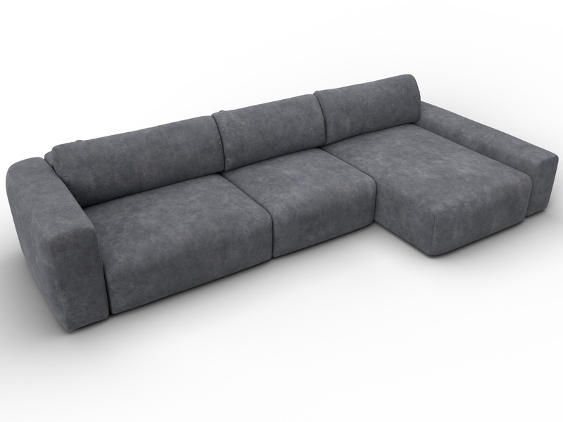 Диван угловой Лига-066 НПБ Лонг угол правый, Велюр, BRUT 16 темно-серый