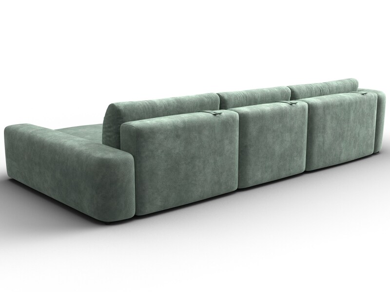 Диван угловой Лига-066 НПБ Лонг угол правый, Велюр, BRUT 08 зеленый