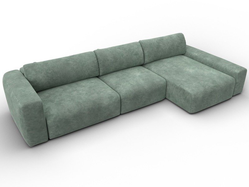 Диван угловой Лига-066 НПБ Лонг угол правый, Велюр, BRUT 08 зеленый