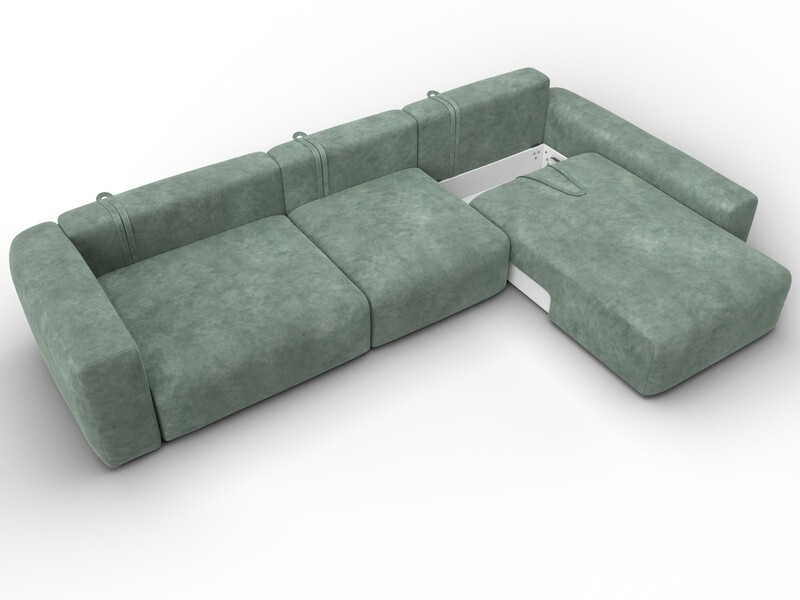 Диван угловой Лига-066 НПБ Лонг угол правый, Велюр, BRUT 08 зеленый