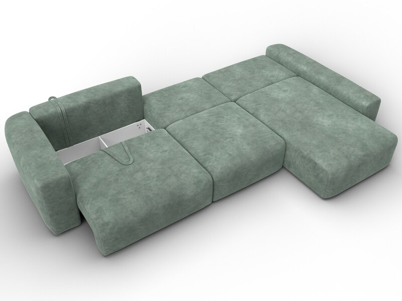 Диван угловой Лига-066 НПБ Лонг угол правый, Велюр, BRUT 08 зеленый