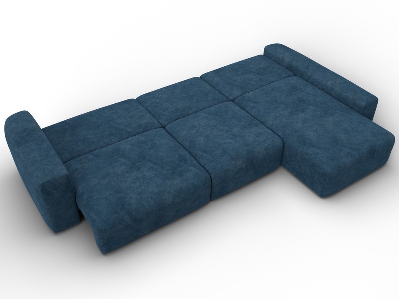 Диван угловой Лига-066 НПБ Лонг угол правый, Велюр, BRUT 11 синий