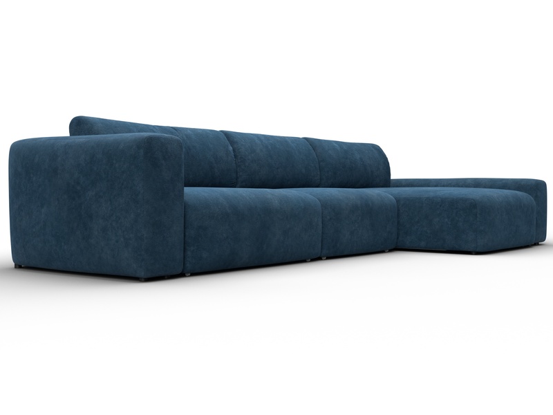 Диван угловой Лига-066 НПБ Лонг угол правый, Велюр, BRUT 11 синий