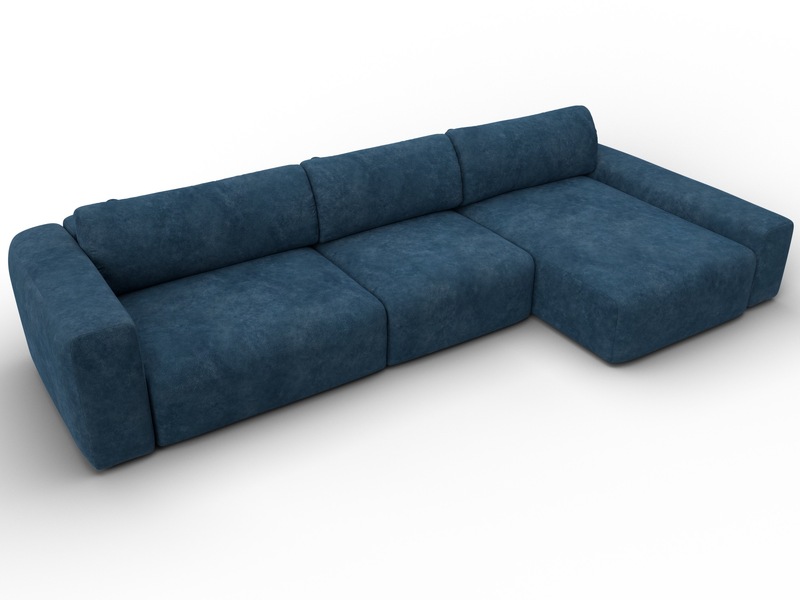 Диван угловой Лига-066 НПБ Лонг угол правый, Велюр, BRUT 11 синий
