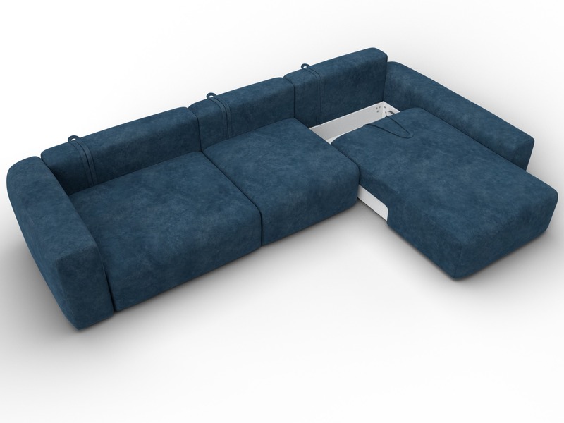 Диван угловой Лига-066 НПБ Лонг угол правый, Велюр, BRUT 11 синий