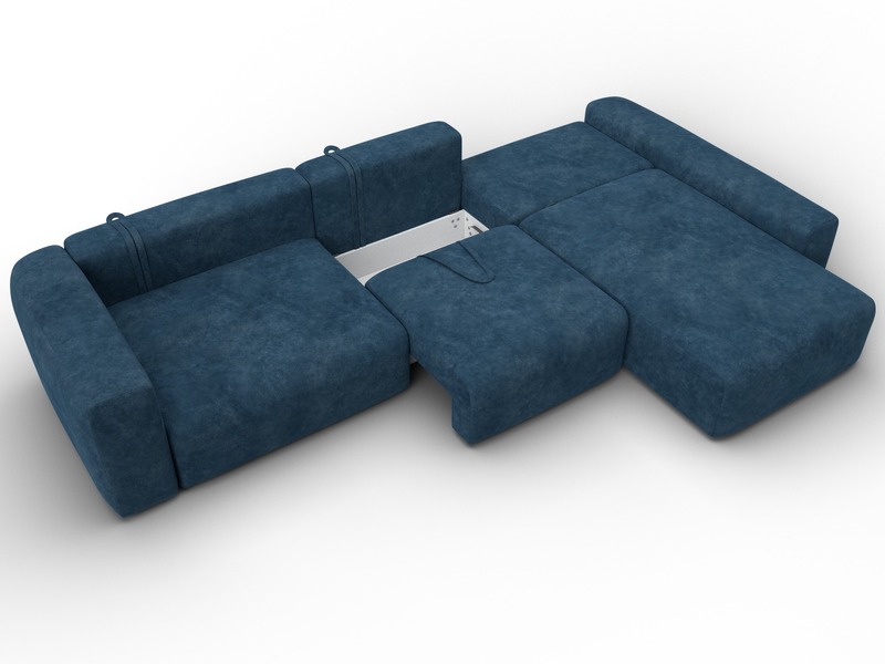 Диван угловой Лига-066 НПБ Лонг угол правый, Велюр, BRUT 11 синий