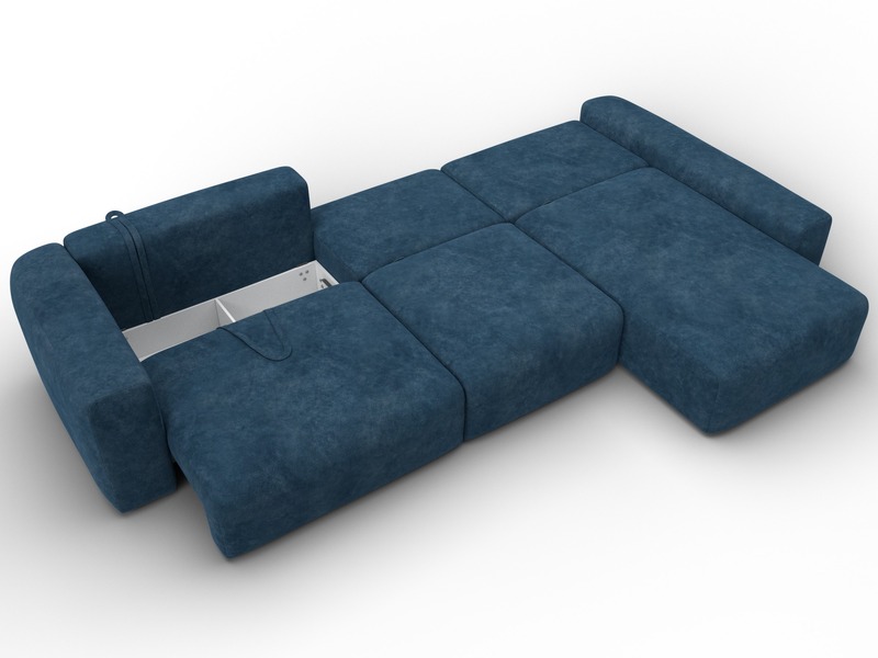 Диван угловой Лига-066 НПБ Лонг угол правый, Велюр, BRUT 11 синий