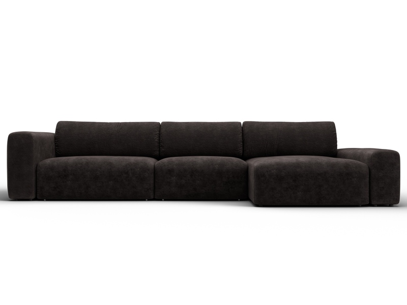 Диван угловой Лига-066 НПБ Лонг угол правый, Велюр, BRUT 17 коричневый