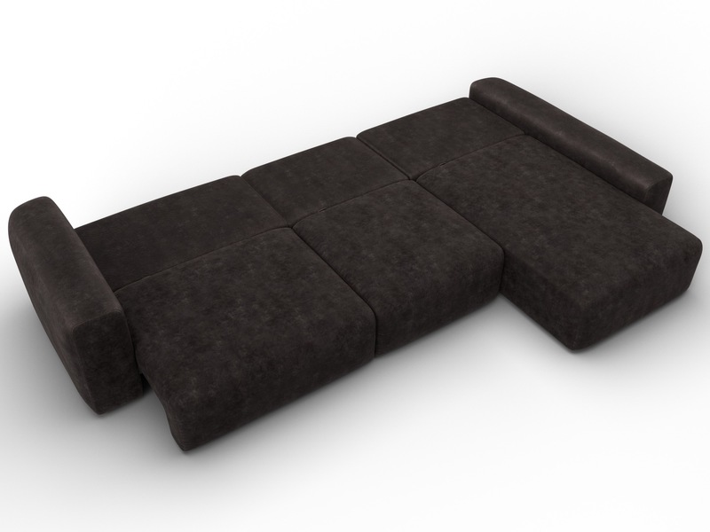 Диван угловой Лига-066 НПБ Лонг угол правый, Велюр, BRUT 17 коричневый