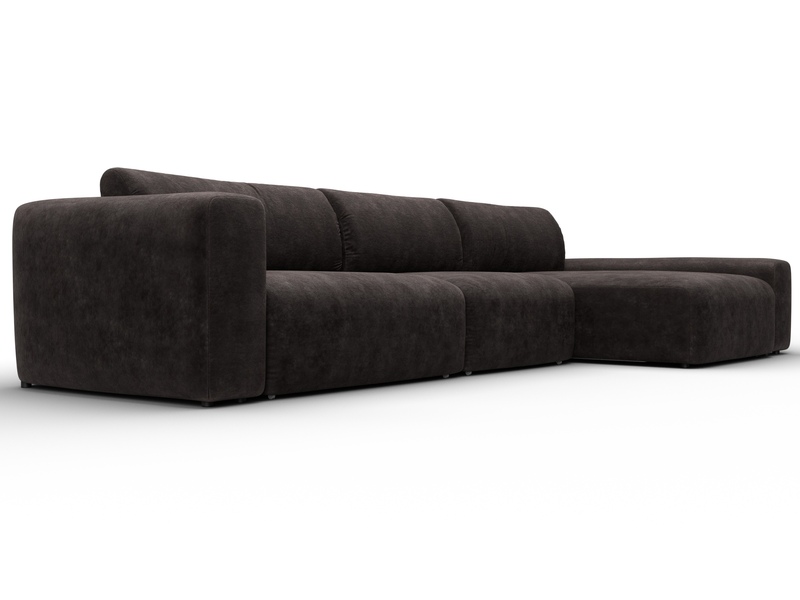 Диван угловой Лига-066 НПБ Лонг угол правый, Велюр, BRUT 17 коричневый