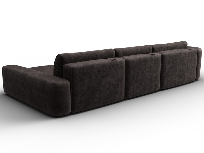 Диван угловой Лига-066 НПБ Лонг угол правый, Велюр, BRUT 17 коричневый