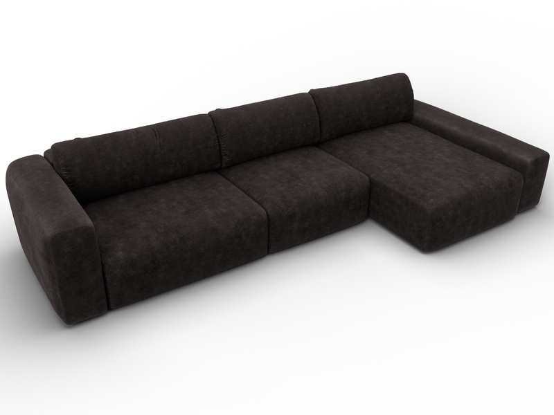 Диван угловой Лига-066 НПБ Лонг угол правый, Велюр, BRUT 17 коричневый