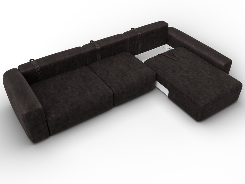 Диван угловой Лига-066 НПБ Лонг угол правый, Велюр, BRUT 17 коричневый