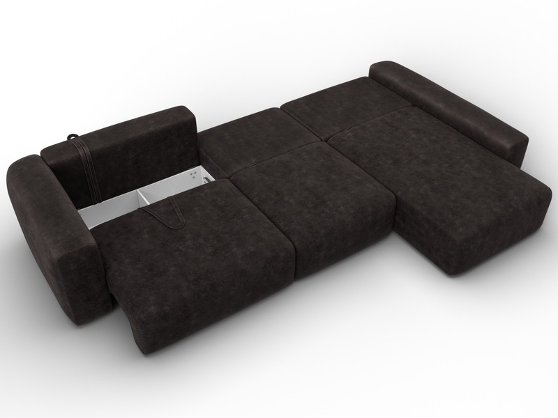 Диван угловой Лига-066 НПБ Лонг угол правый, Велюр, BRUT 17 коричневый