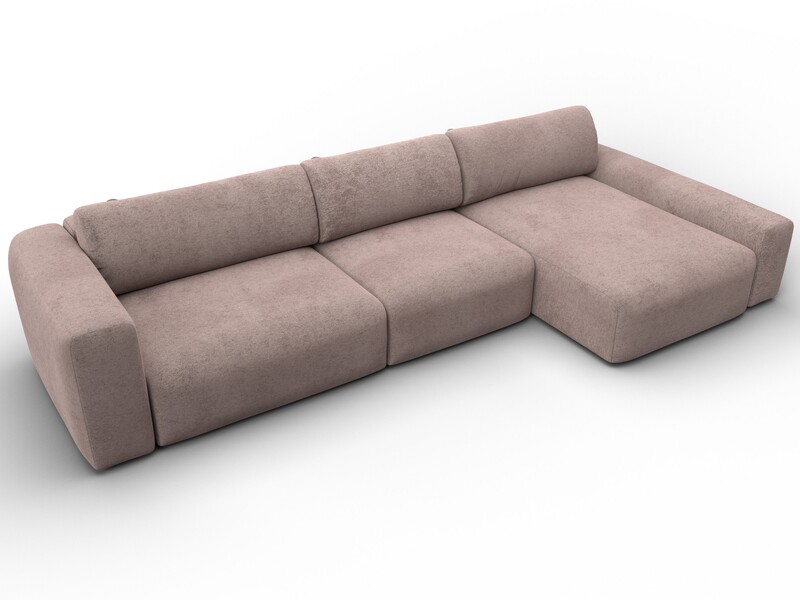 Диван угловой Лига-066 НПБ Лонг угол правый, Велюр, TOWER 05 бежевый